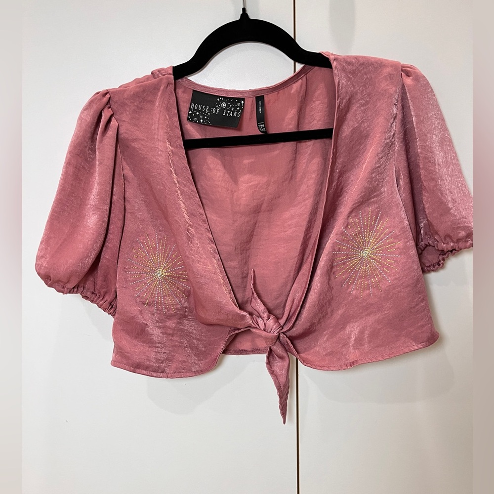 Pink Tie-Front Top